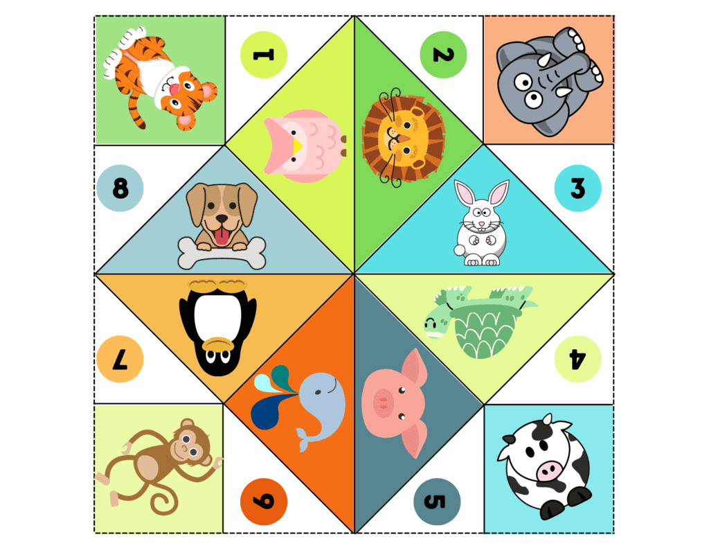 Animal Cootie Catcher Printable Template