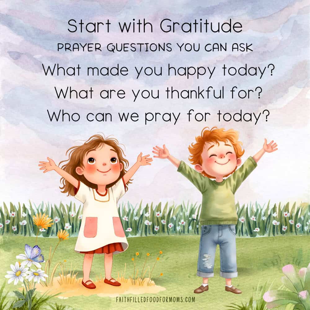 Bible Verse Encouraging Kids to Pray and Grow in Faith Two kids raising their hands to heaven in praise to the Lord and gratitude