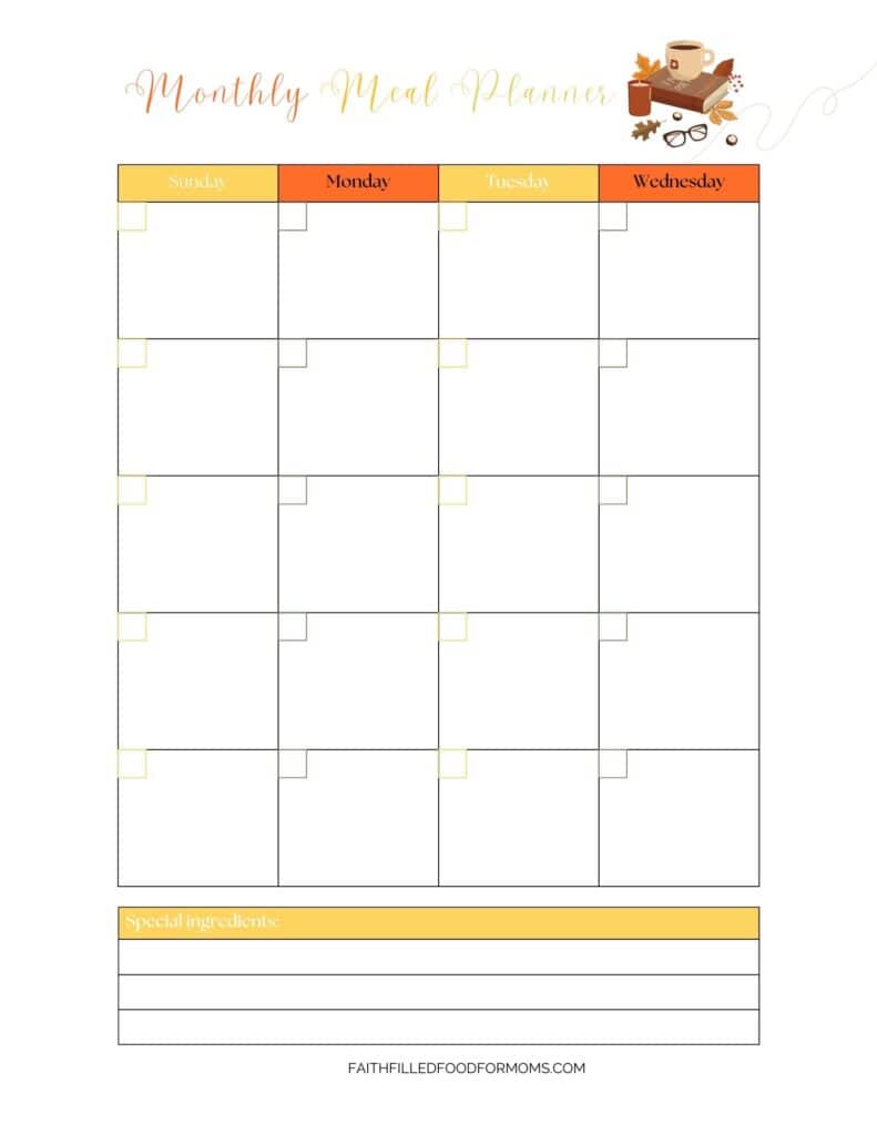 For the monthly calendar page image