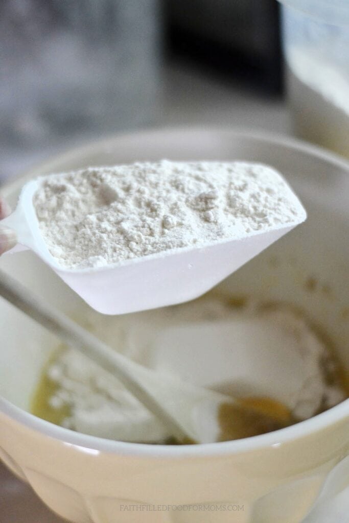 Apple Cinnamon Sweet Rolls Scoop of flour for the Apple Cinnamon Sweet Rolls