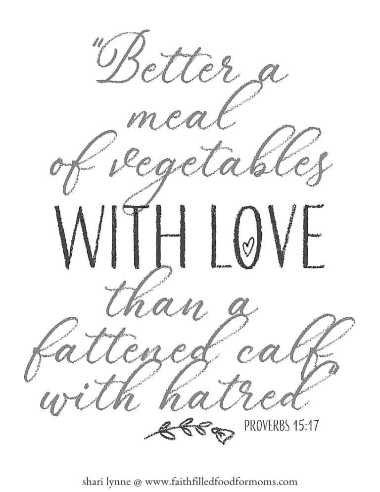 Better a Meal of Vegetables with Love Printable Bible Verse