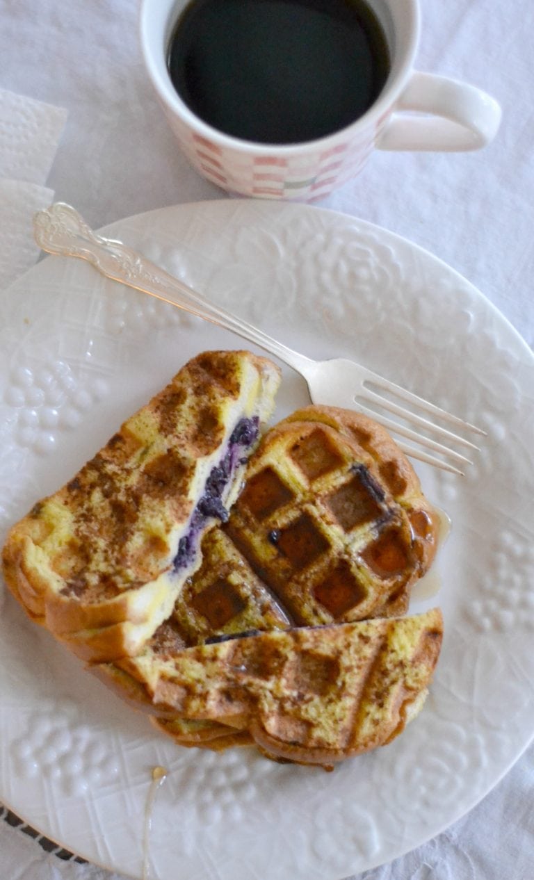 Blueberry Stuffed French Toast Waffles