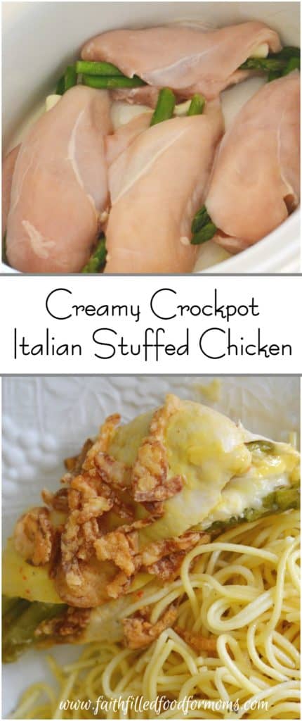 Creamy Crockpot Italian Stuffed Chicken in a Slow Cooker