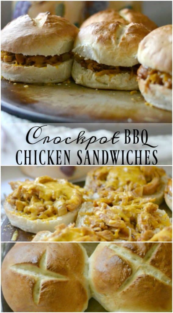 Crockpot BBQ Chicken Sandwiches with homemade Kaiser Rolls - So inexpensive and deelish!