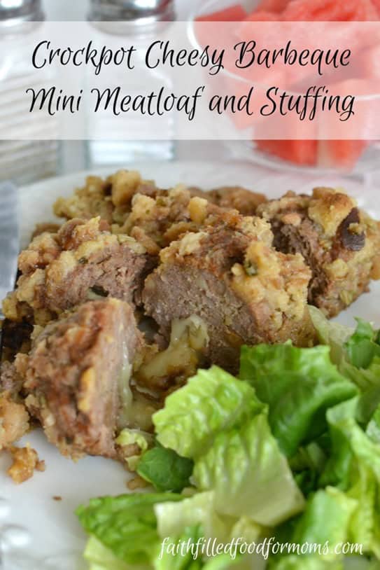 Crockpot Cheesy Barbeque Mini Meatloaf and Stuffing