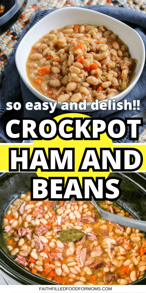 Crockpot Ham and Beans soup Bowl of ham and bean soup