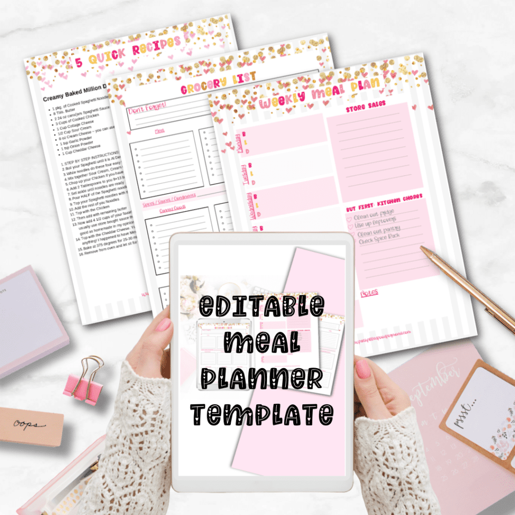 Cute Editable Meal Planner Template
