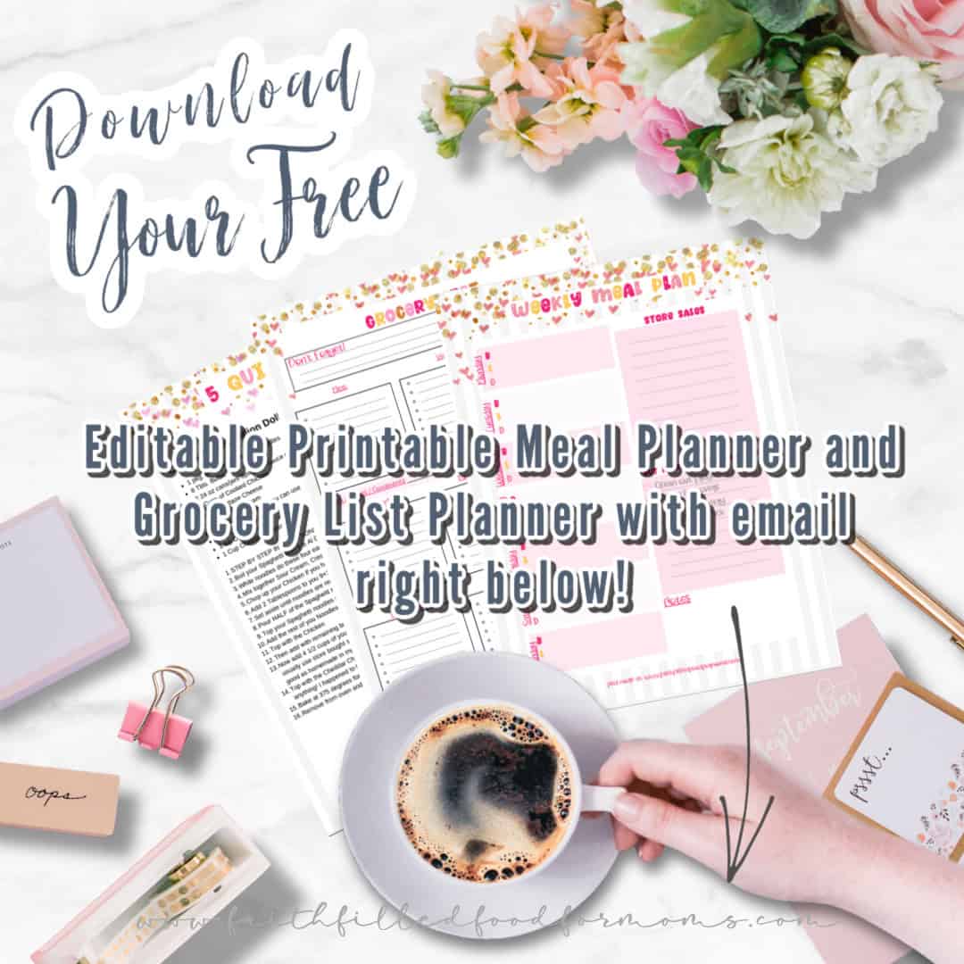 Free meal planner printable template Cute Editable Menu Planner Template with Grocery List