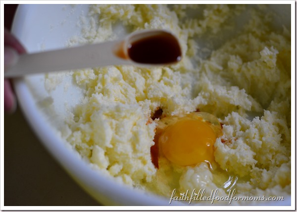 coconut meringue cookies vanilla in butter mixture in bowl