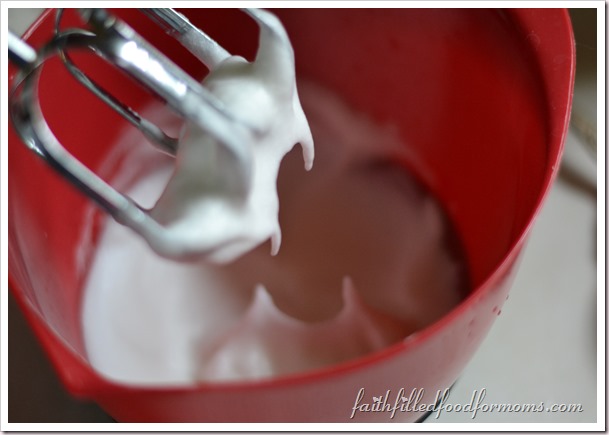 Coconut Lemon Thumbprint Meringue Cookie Recipe making the meringue with a mixer