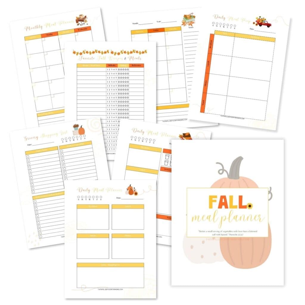 Pretty Fall Planner with all the pages of whats inside. Cover has a pumkpin in light Autumn colors