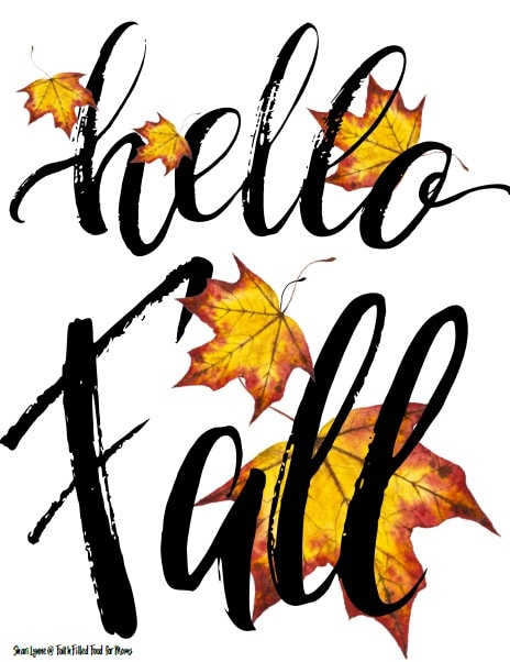 Hello Fall wall art with leaves