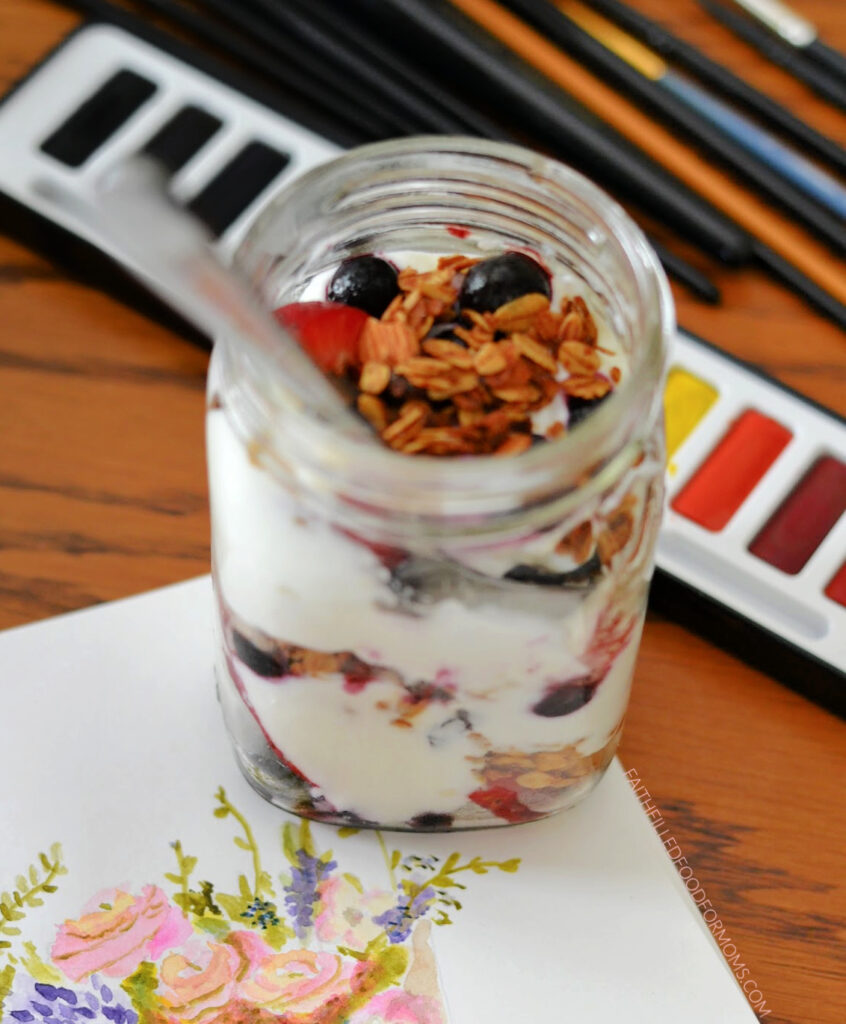 Yorgurt parfait made with yogurt and stovetop chunky granola