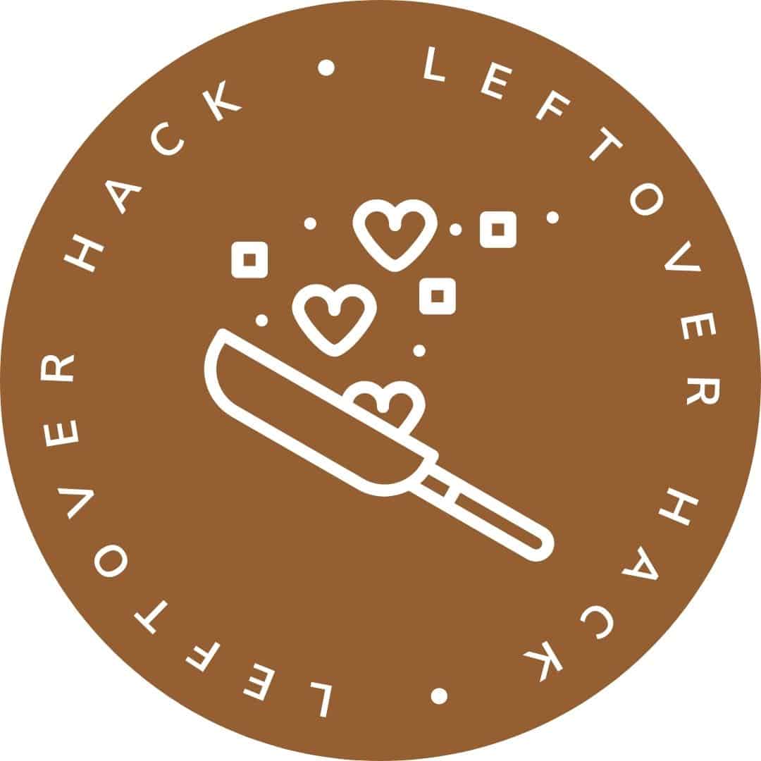 best way to cook frozen burgers Leftover Hacks logo with a scoop and hearts