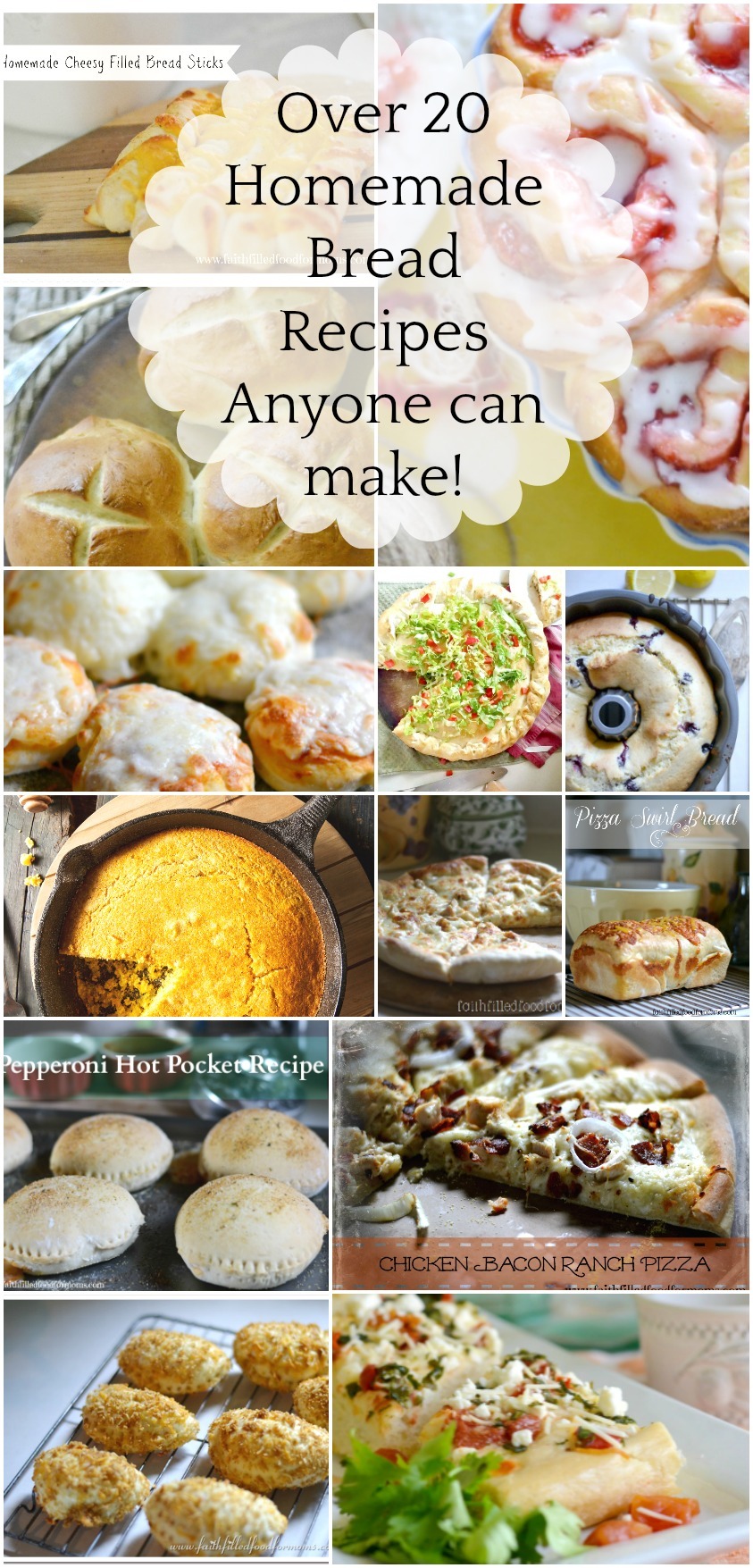 Over 20 Homemade Bread Recipes Anyone Can Make! From savory to sweet these bread recipe ideas are deelish!