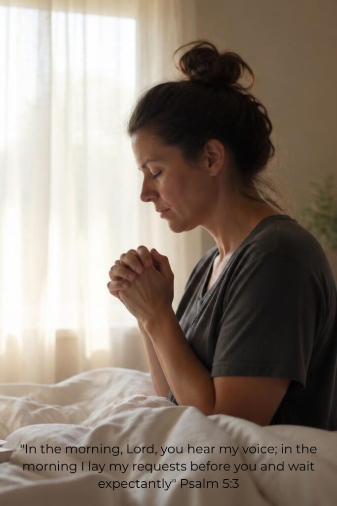 simple morning prayer for busy moms Mom Praying before she gets out of bed