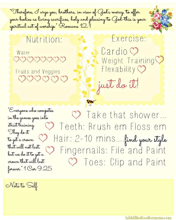 Self Care Printable for Womens Health