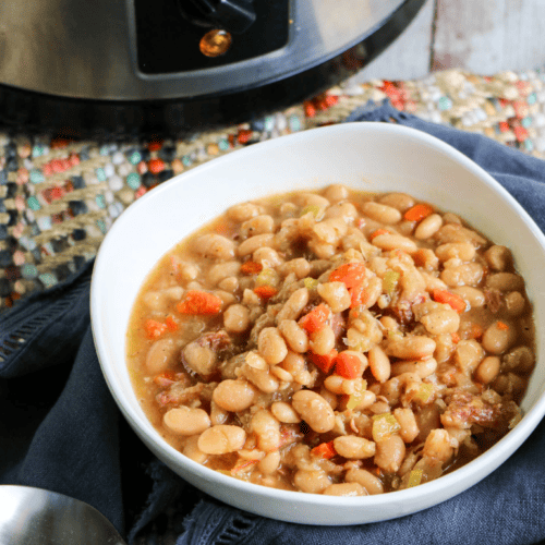 Bowl of Crockpot Ham and Beans Soup