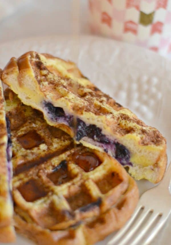 Blueberry Stuffed French Toast Waffles