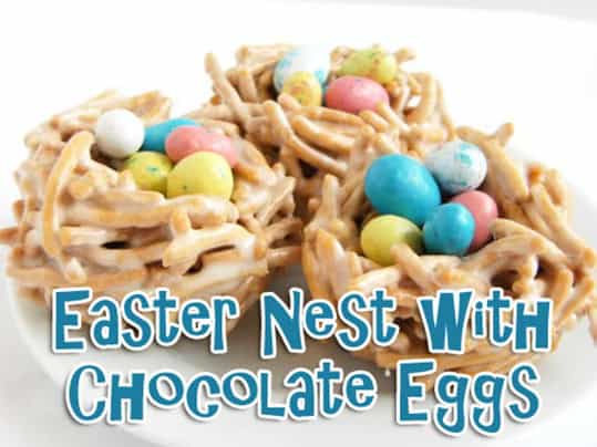easter nest with chocolate eggs easter nest with chocolate eggs