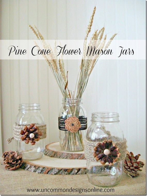 Easy fun pinecone fall project on a budget Pinecones and mason jars