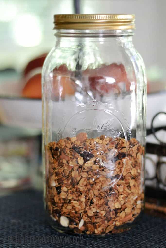 Easy Homemade Simple Granola Recipe Mason Jar with Granola